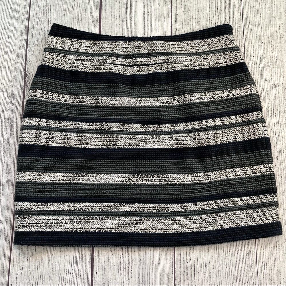 Loft Outlet Navy/Grey Striped Skirt Size 8